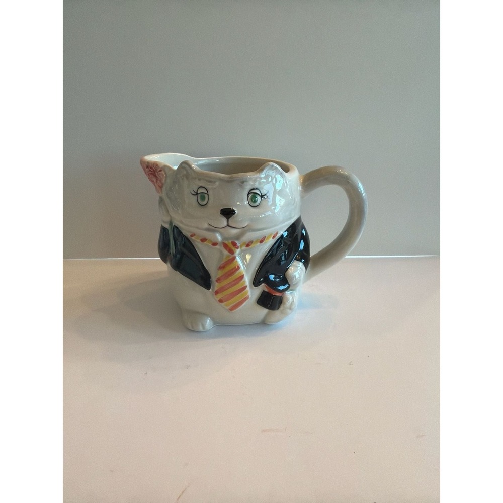 Vintage Otagiri Mary Ann Baker Hand Painted Magician Cat Creamer Pitcher